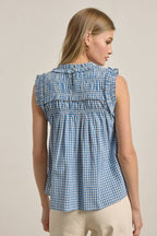 GINGHAM RUFFLE BLOUSE