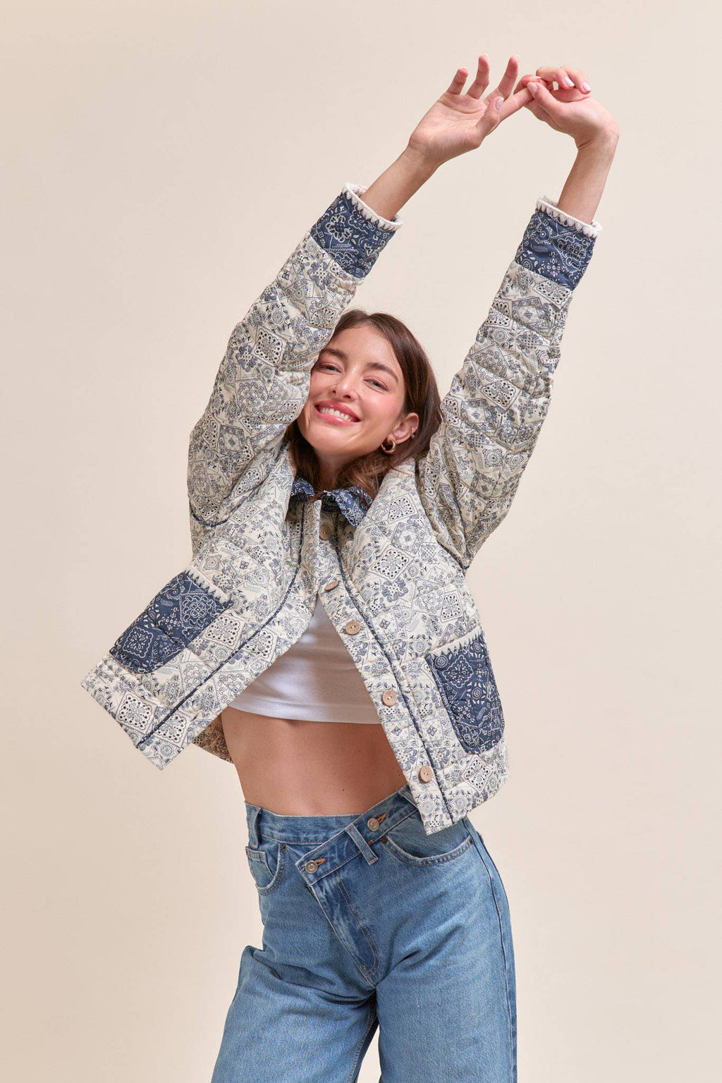 Quilted Bandana Print Jacket