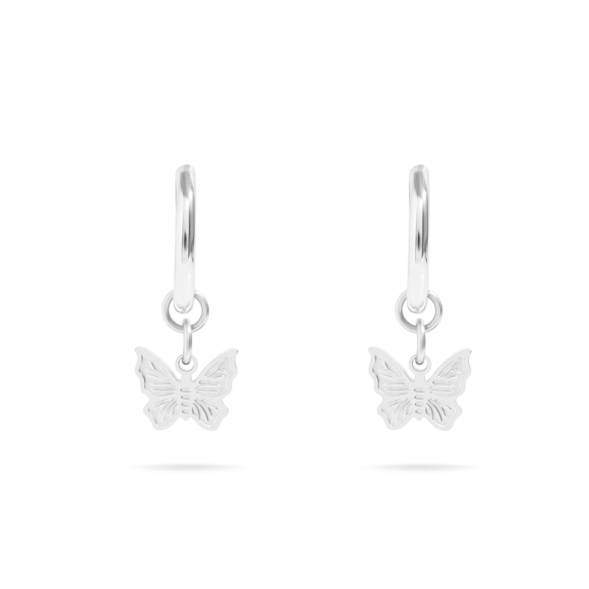 18K Gold Butterfly Huggie Earrings