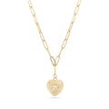 18K Gold Heart Paperclip Pendant Necklace