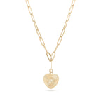 18K Gold Heart Paperclip Pendant Necklace