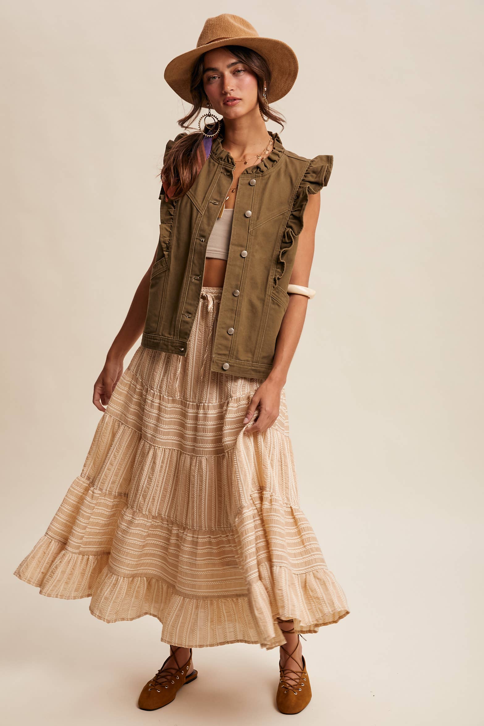 Ruffle Trim Vest