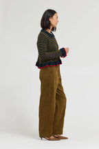 RUFFLE HEM BUTTON DOWN CARDIGAN