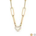 18K Gold Heart Paperclip Necklace