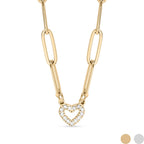 18K Gold Heart Paperclip Necklace