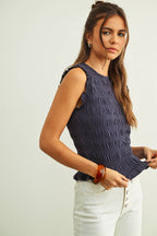 SLEEVELESS WITH ALL OVER SMOCKING TOP