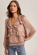 Lace Collar Ruffle Blouse