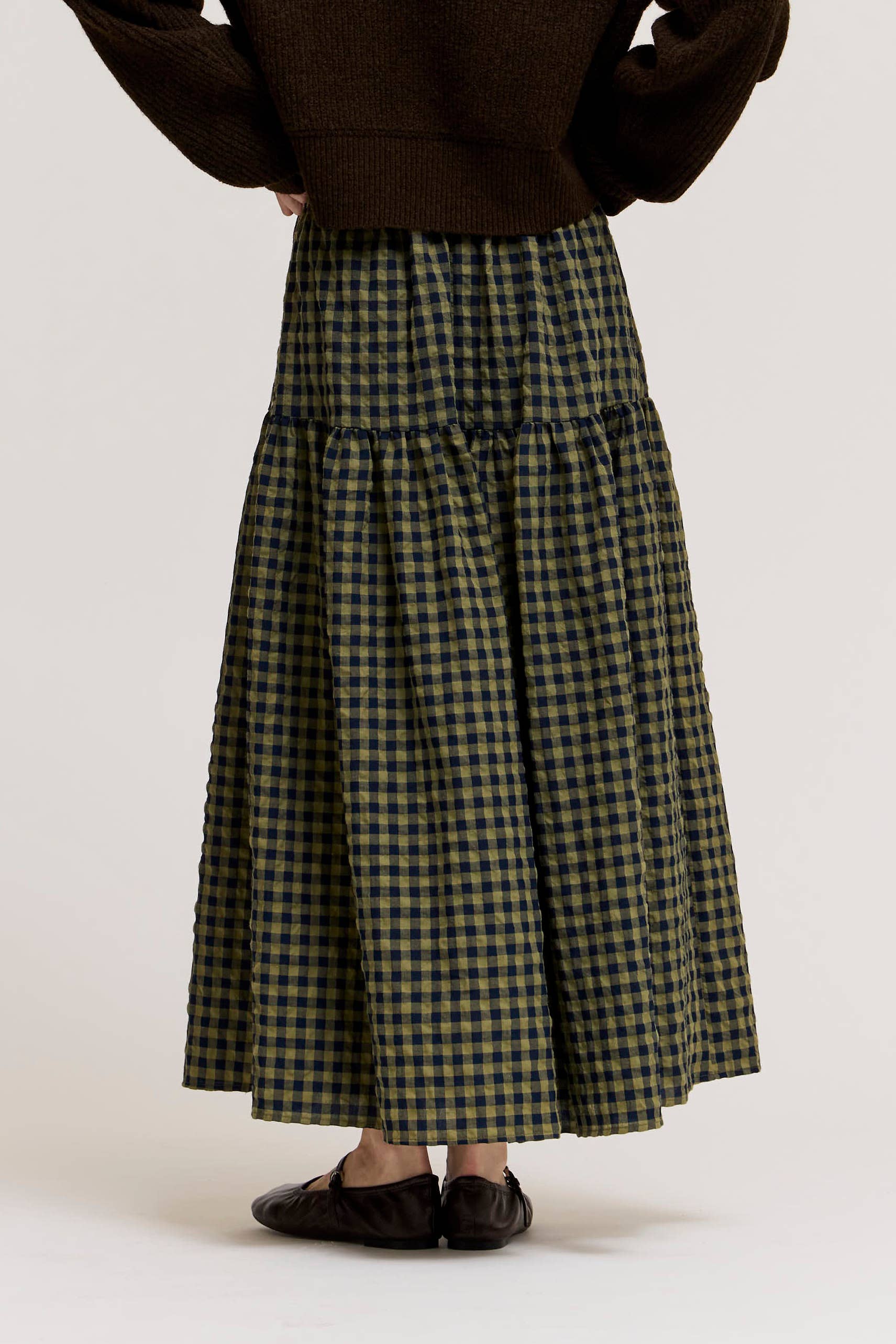 FRONT BUTTON CHECK SKIRT