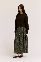FRONT BUTTON CHECK SKIRT