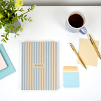 Cream and Blue Striped Hardcover Notebook