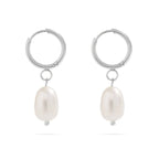 18K Gold Freshwater Pearl Huggie Earrings