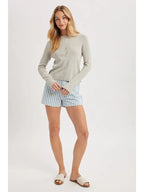 Pointelle Button-Up Knit Cardigan