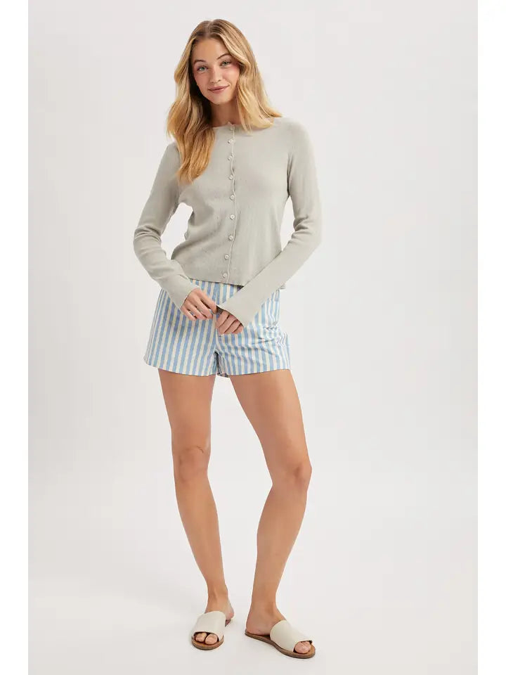 Pointelle Button-Up Knit Cardigan