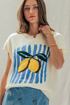 Lemon Graphic Knit Vest Citrus Print