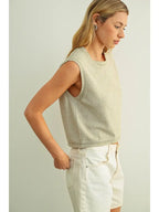 Pinstriped Sleeveless Knit Top