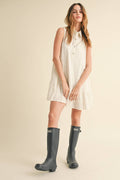BUTTON DOWN RUFFLE MINI DRESS