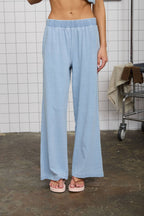 ELASTIC WAIST WIDE LEG KNIT LOUNGE PANTS