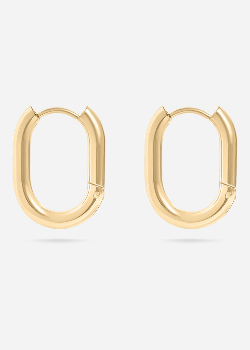 18K Gold Oval Huggie Earrings