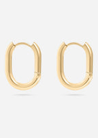 18K Gold Oval Huggie Earrings