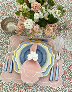 Blue and pink  print tablecloth