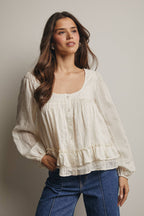 Ruffle Hem Peasant Blouse