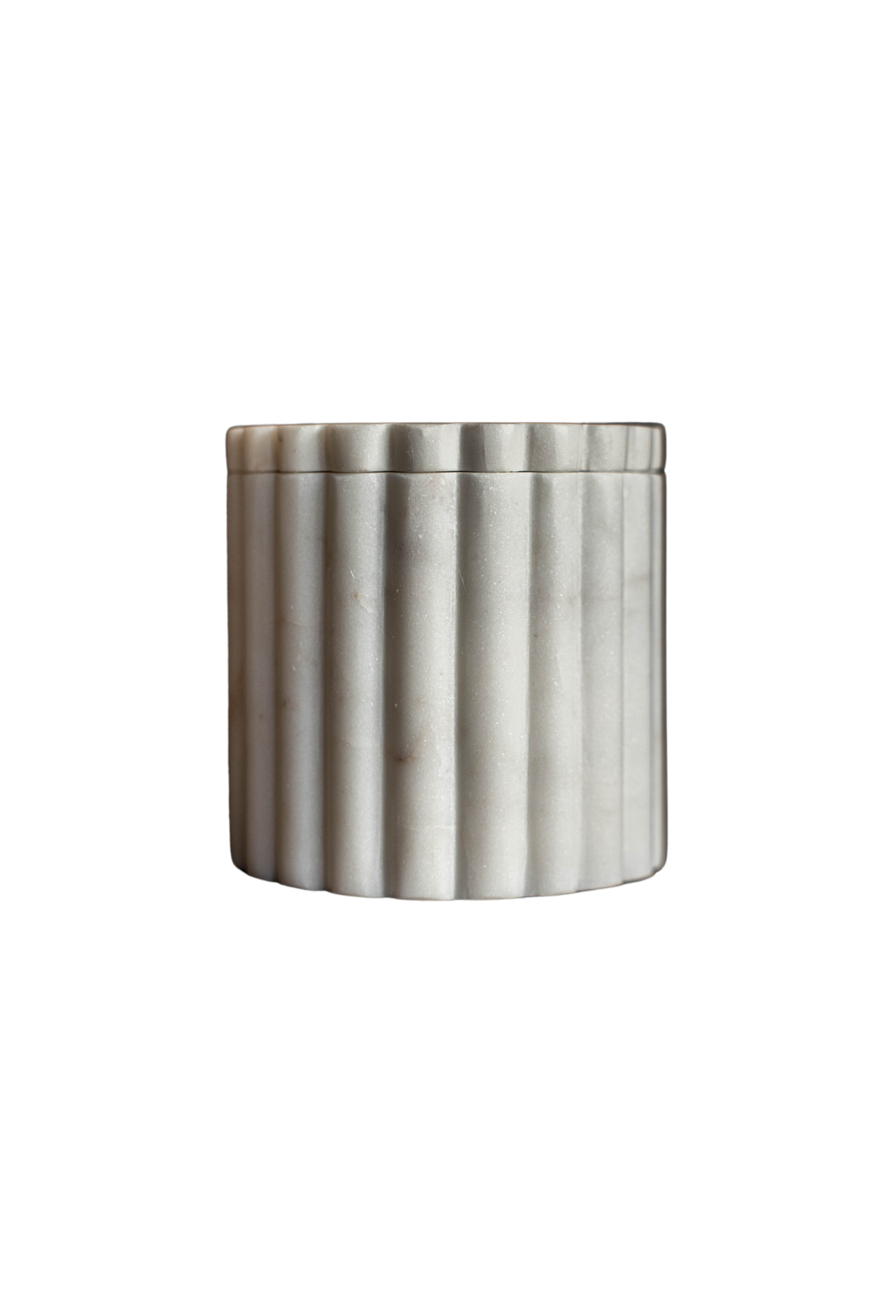 Fluted Jar Canister White Marble