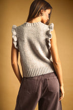 RUFFLE SLEEVE SWEATER TOP