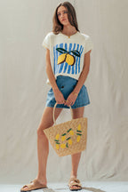 Lemon Graphic Knit Vest Citrus Print