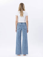 HIGH RISE RAW HEM WIDE JEANS