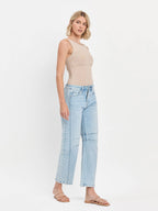 HIGH RISE LIGHT WASH BARREL LEG JEANS