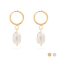 18K Gold Freshwater Pearl Huggie Earrings