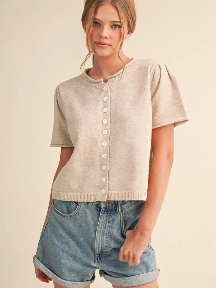 Short Sleeve Sweater Cardigan