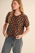 Floral Short Sleeve Cardigan