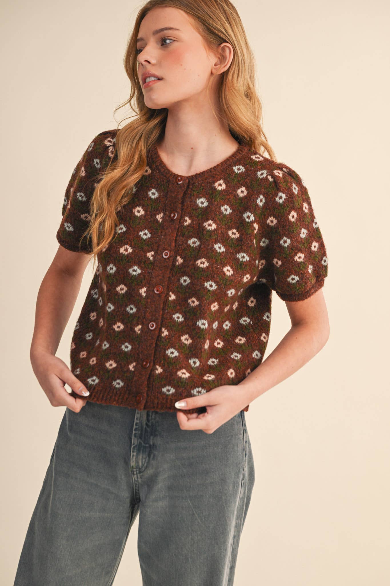 Floral Short Sleeve Cardigan