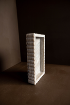 Scalloped Marble Fluted Bridge Tray Beige Gray