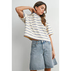 Striped Boxy Cropped T-Shirt