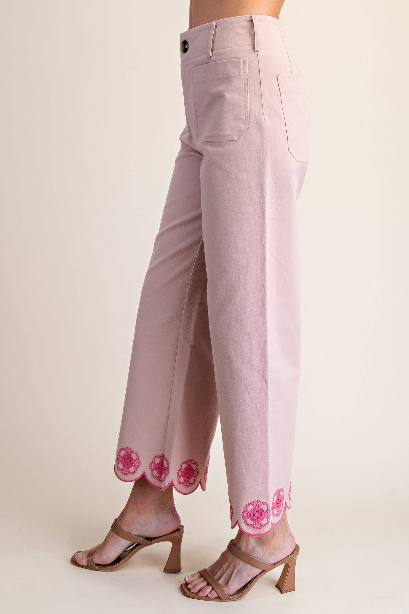 Colette Scallop-Hem Wide-Leg Pants