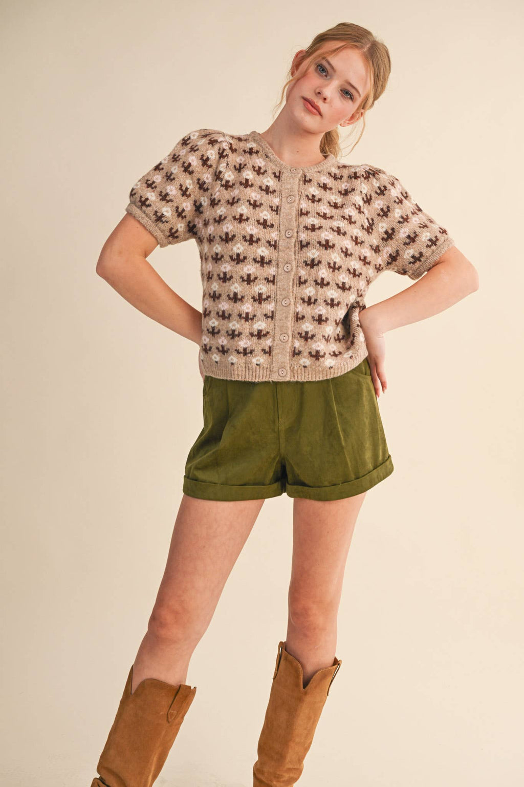 Floral Short Sleeve Cardigan