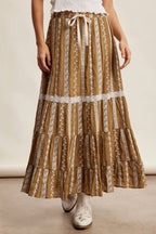 Embroidered Tiered Maxi Skirt