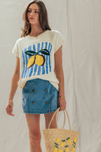 Lemon Graphic Knit Vest Citrus Print