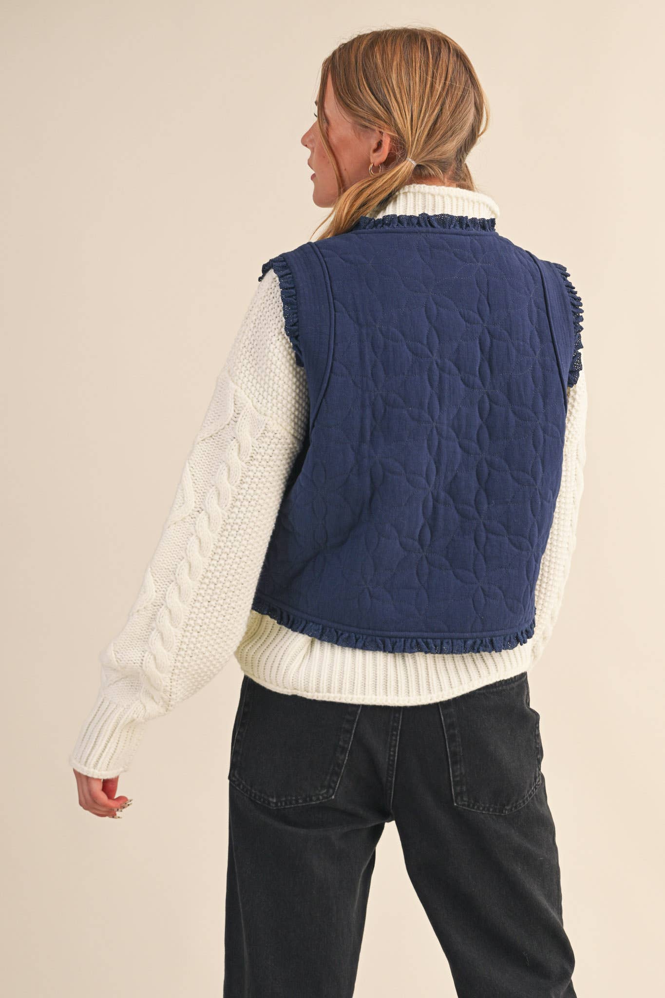 Floral Lace Trim Vest