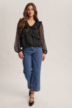 Lace Collar Ruffle Blouse