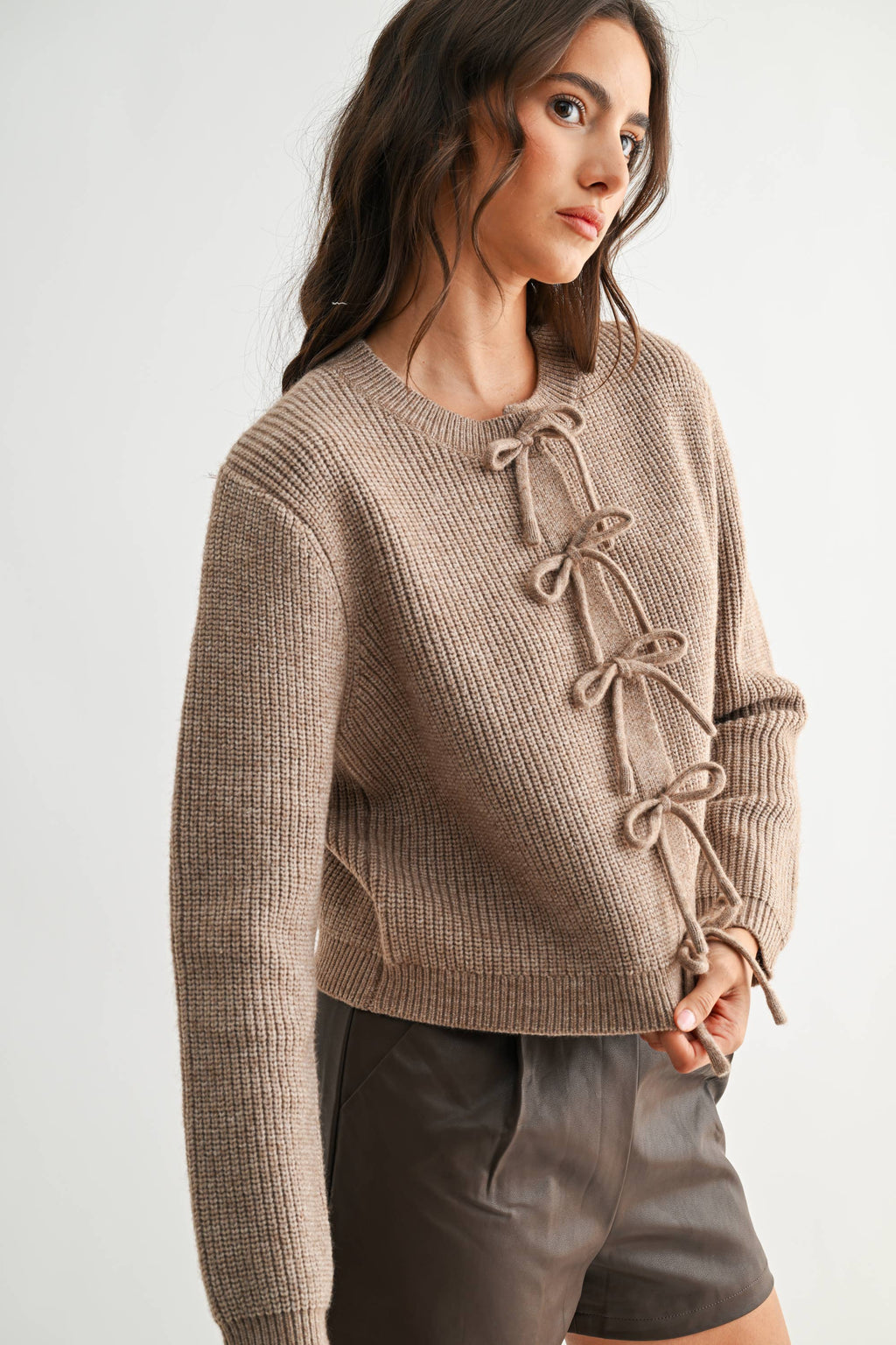Bow Tie Front Knit Sweater