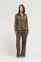 HIDDEN PLACKET SATIN SHIRT