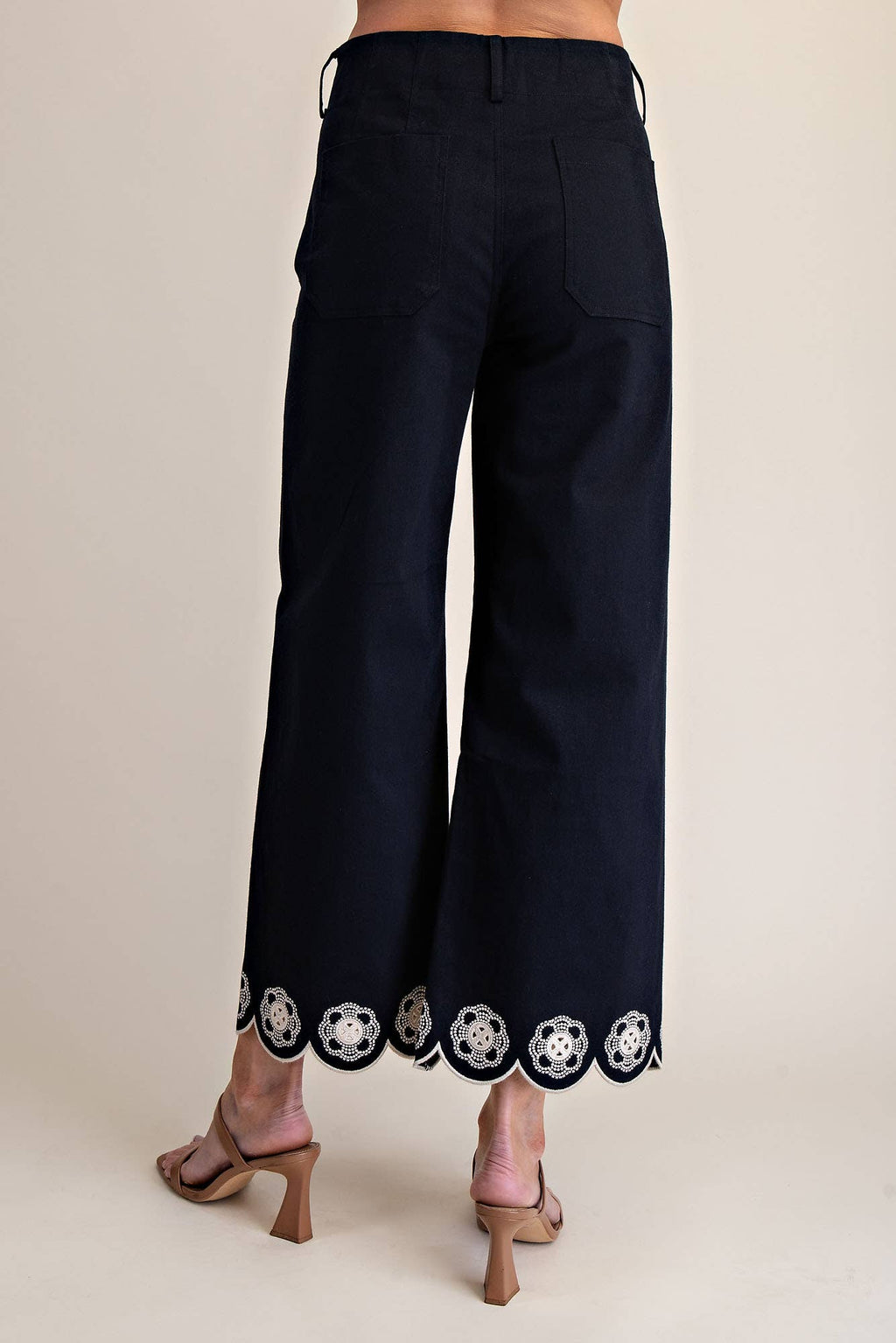 Colette Scallop-Hem Wide-Leg Pants