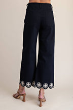 Colette Scallop-Hem Wide-Leg Pants