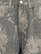 Block Print Floral Print Pocket Barrel Leg Jeans