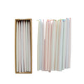 Unscented Thin Taper Candles with Multi Color Wick in Box, Pastel Multi Color, Set of 24