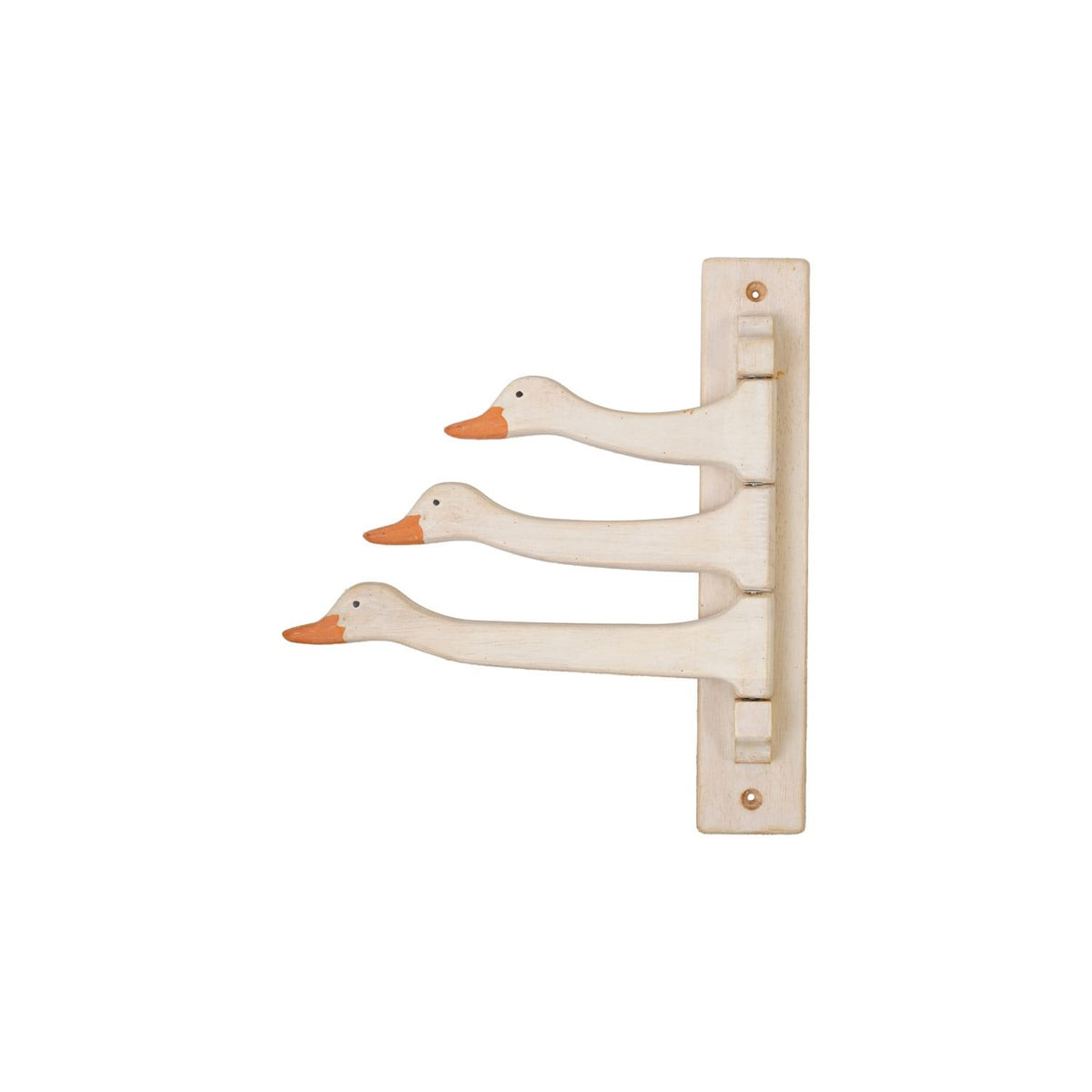 Painted Rubberwood Goose Head Shaped Swivel Wall Hooks, White