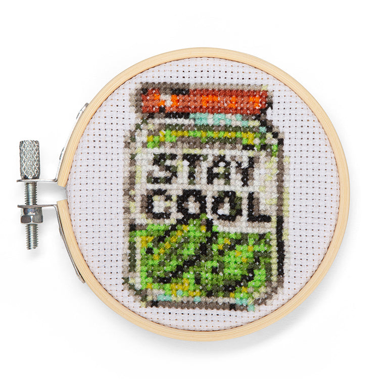 Stay Cool Pickle Mini Cross Stitch Embroidery